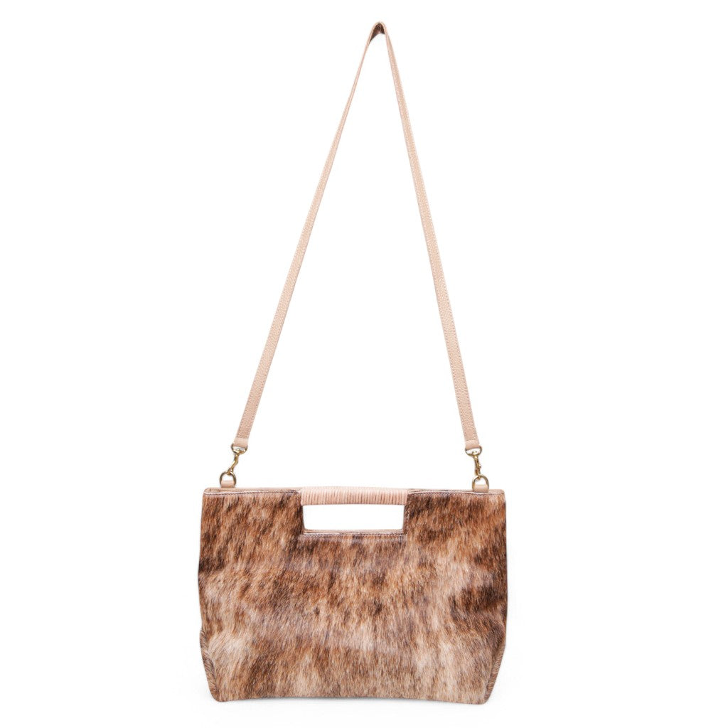 Ella Wrapped Handle Crossbody in Light Brindle Natural Haircow