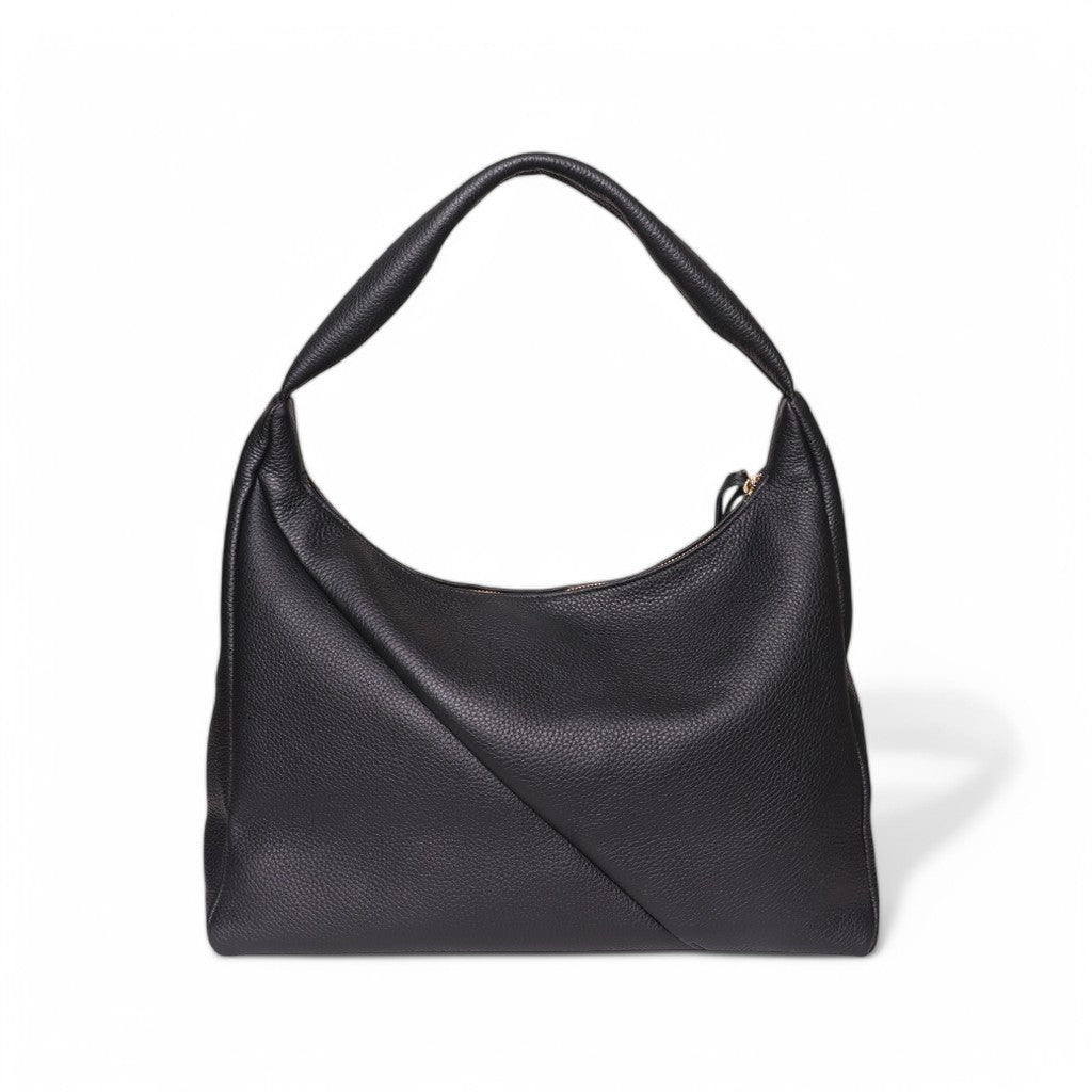 Raffaella Hobo in Black  Italian Buffalo Cowhide