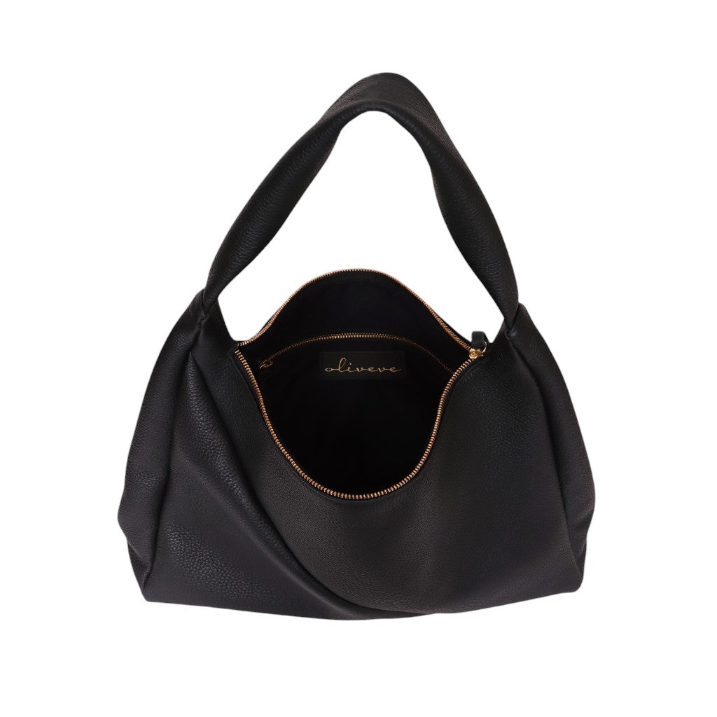 Raffaella Hobo in Black  Italian Buffalo Cowhide