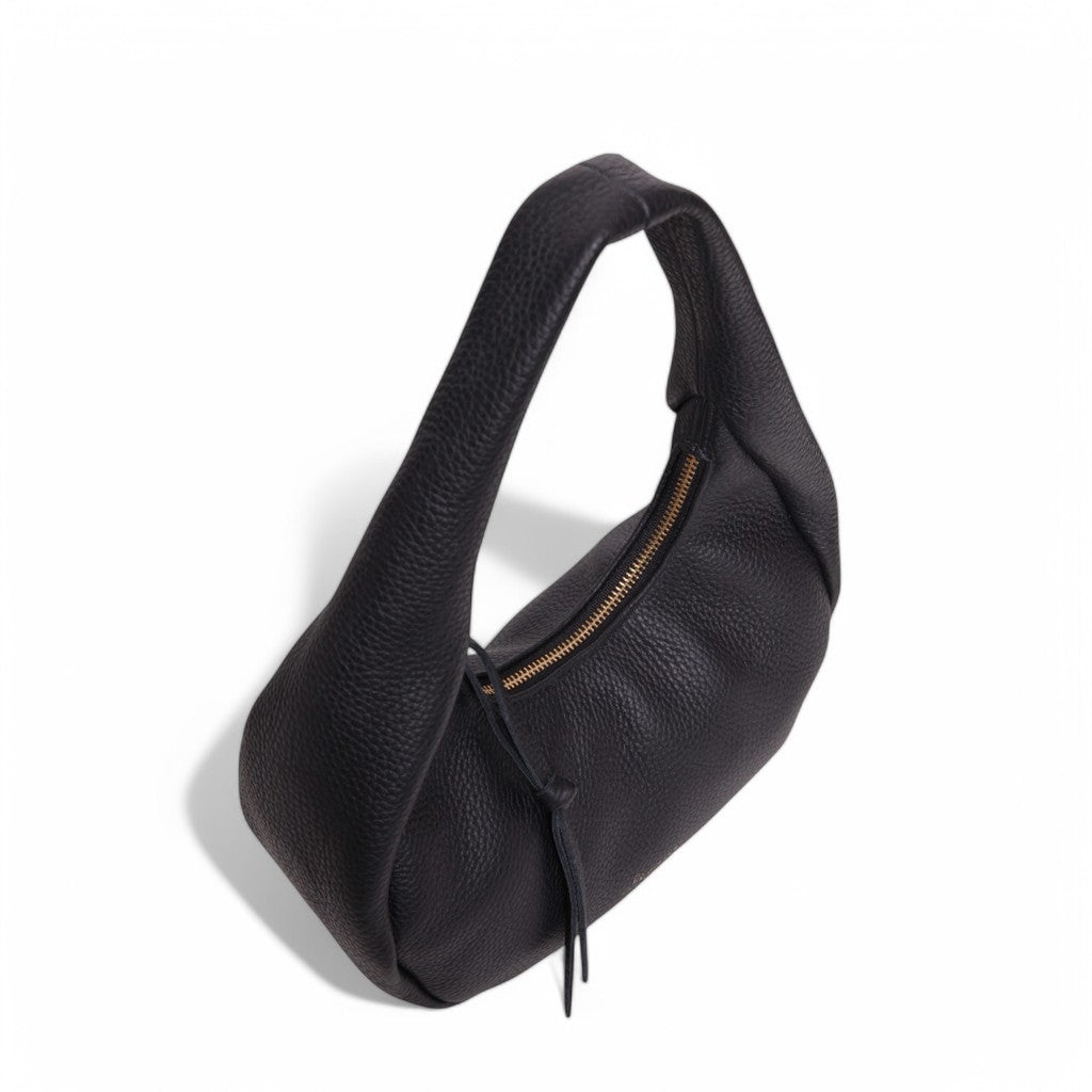Bria Baguette in Black Italian Buffalo Cowhide