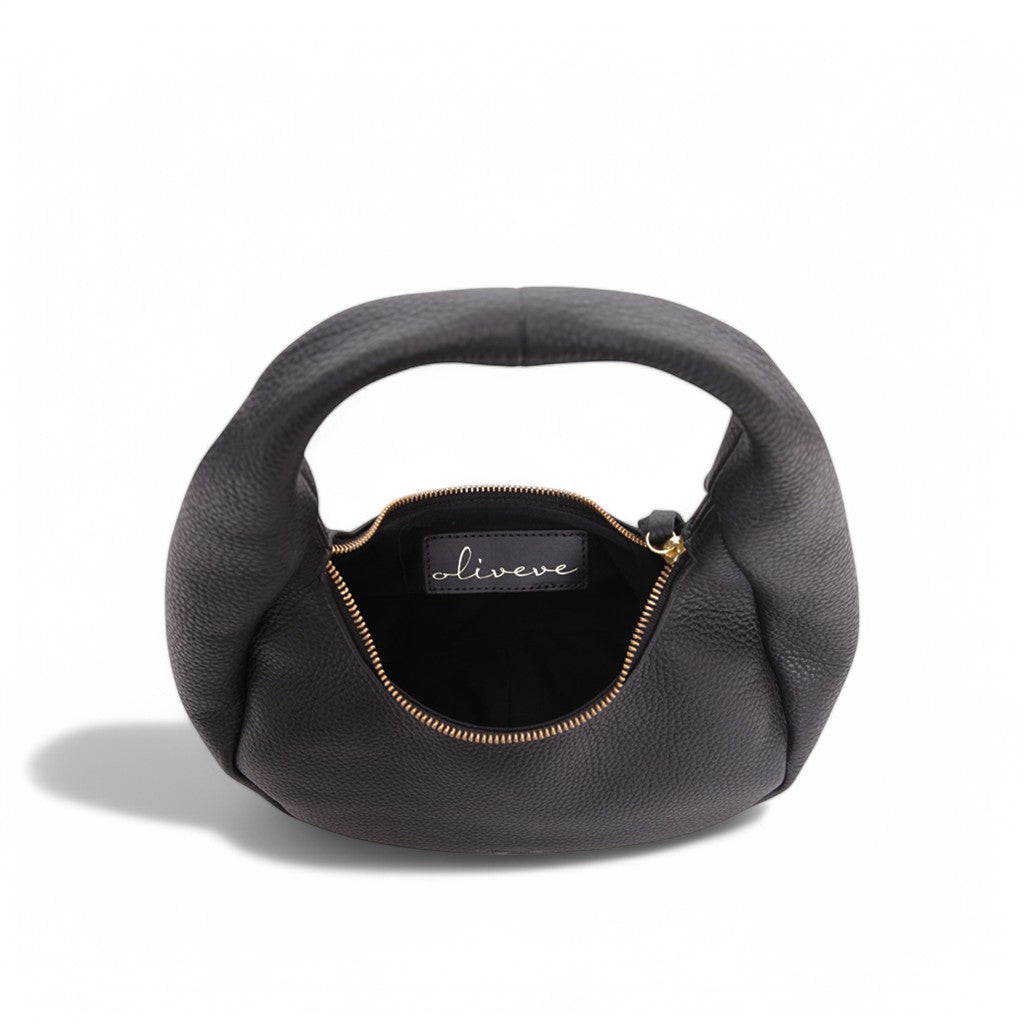 Bria Baguette in Black Italian Buffalo Cowhide