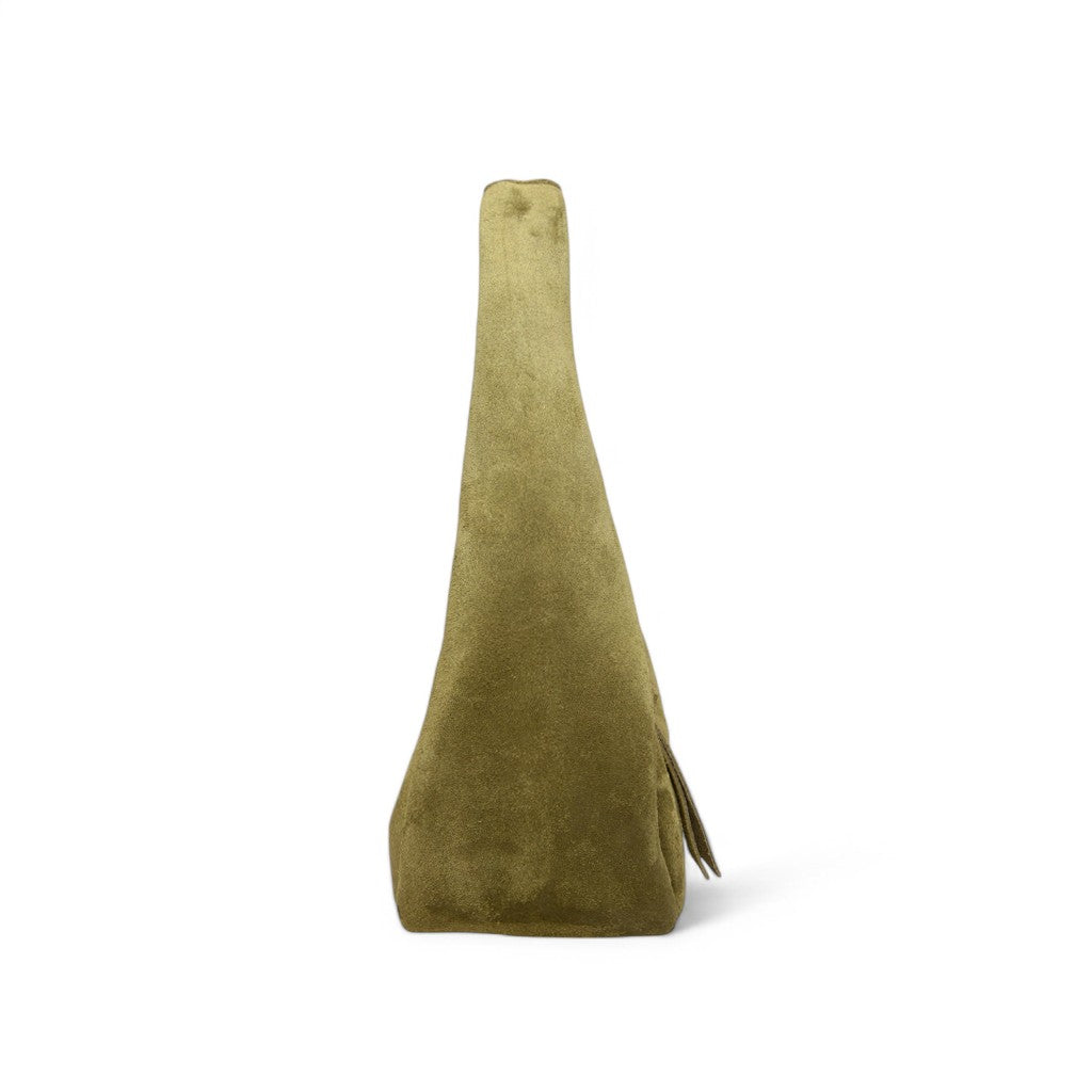 Bria Baguette in Avocado Italian Leather Backed Suede