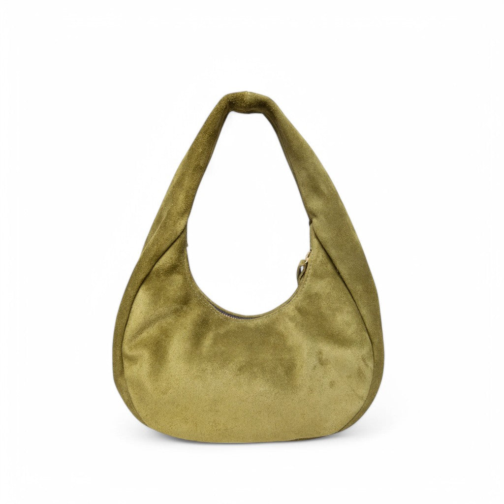 Bria Baguette in Avocado Italian Leather Backed Suede