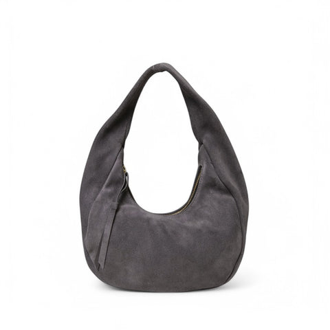 Bria Baguette in Pewter Italian Leather Backed Suede