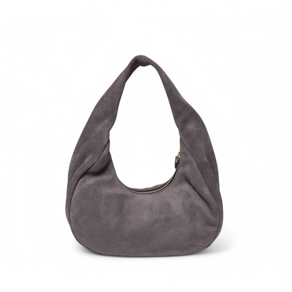 Bria Baguette in Pewter Italian Leather Backed Suede