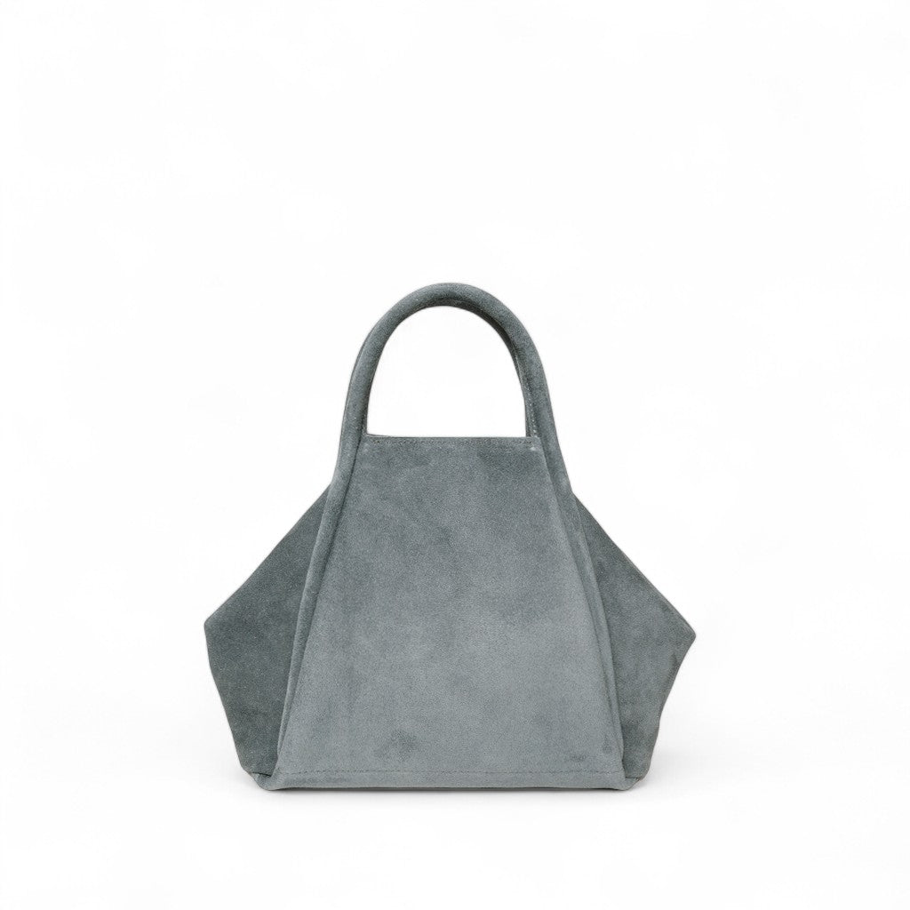 Taya Top Handle Crossbody in Slate Italian Leather Backed Suede
