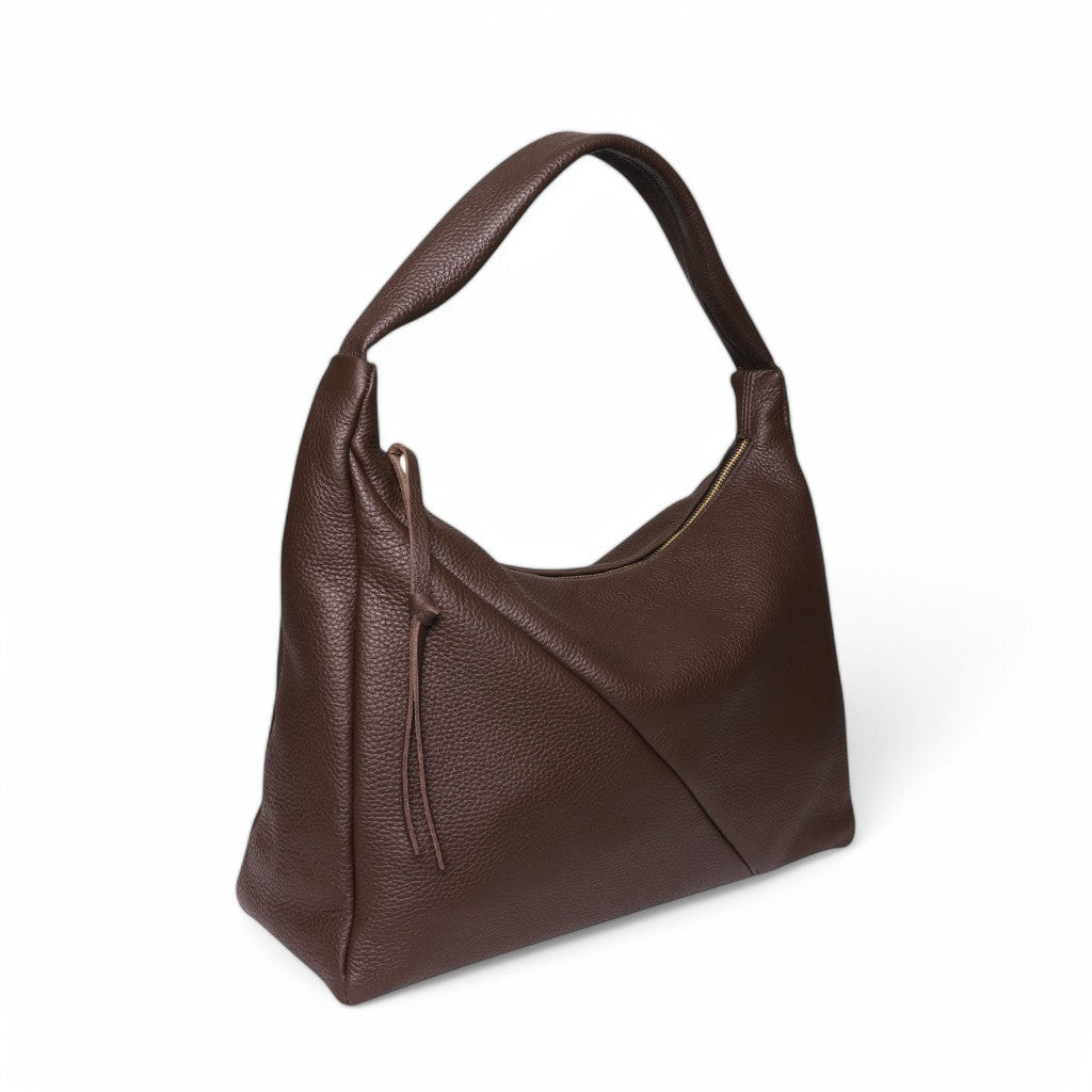 Raffaella Hobo in Chestnut Italian Buffalo Cowhide