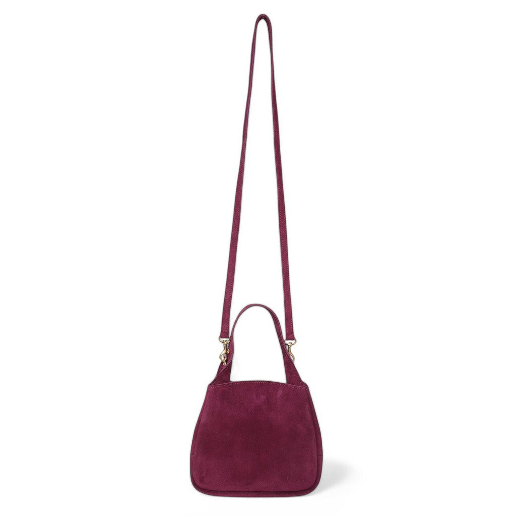 Tracy Top Handle Crossbody in Mulberry Italian Leather Backed Suede