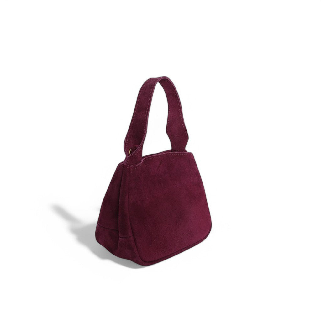 Tracy Top Handle Crossbody in Mulberry Italian Leather Backed Suede
