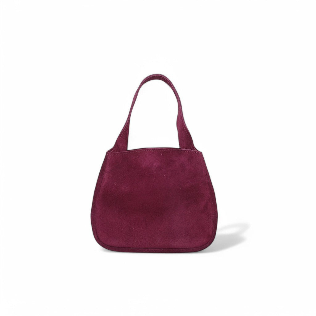 Tracy Top Handle Crossbody in Mulberry Italian Leather Backed Suede