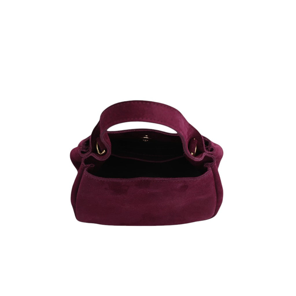 Tracy Top Handle Crossbody in Mulberry Italian Leather Backed Suede