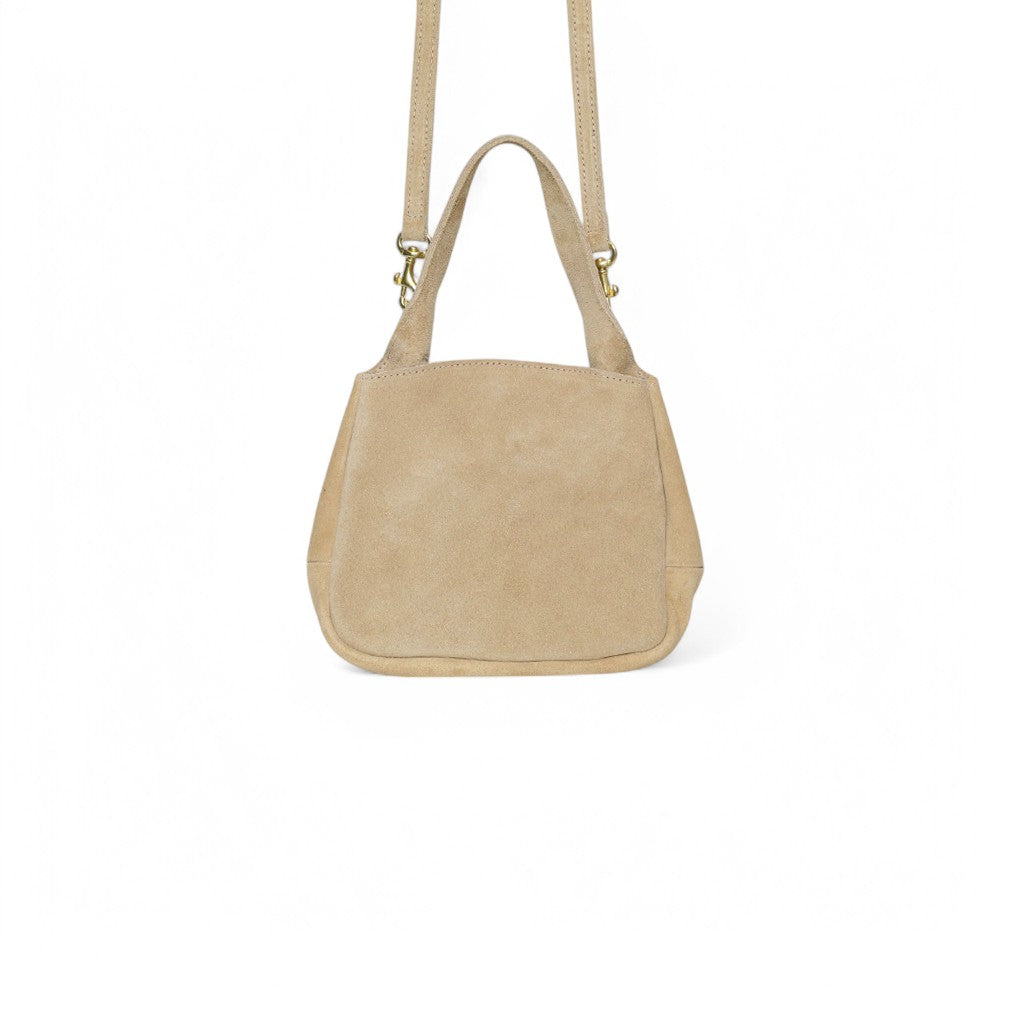 Tracy Top Handle Crossbody in Macadamia Italian Leather Backed Suede