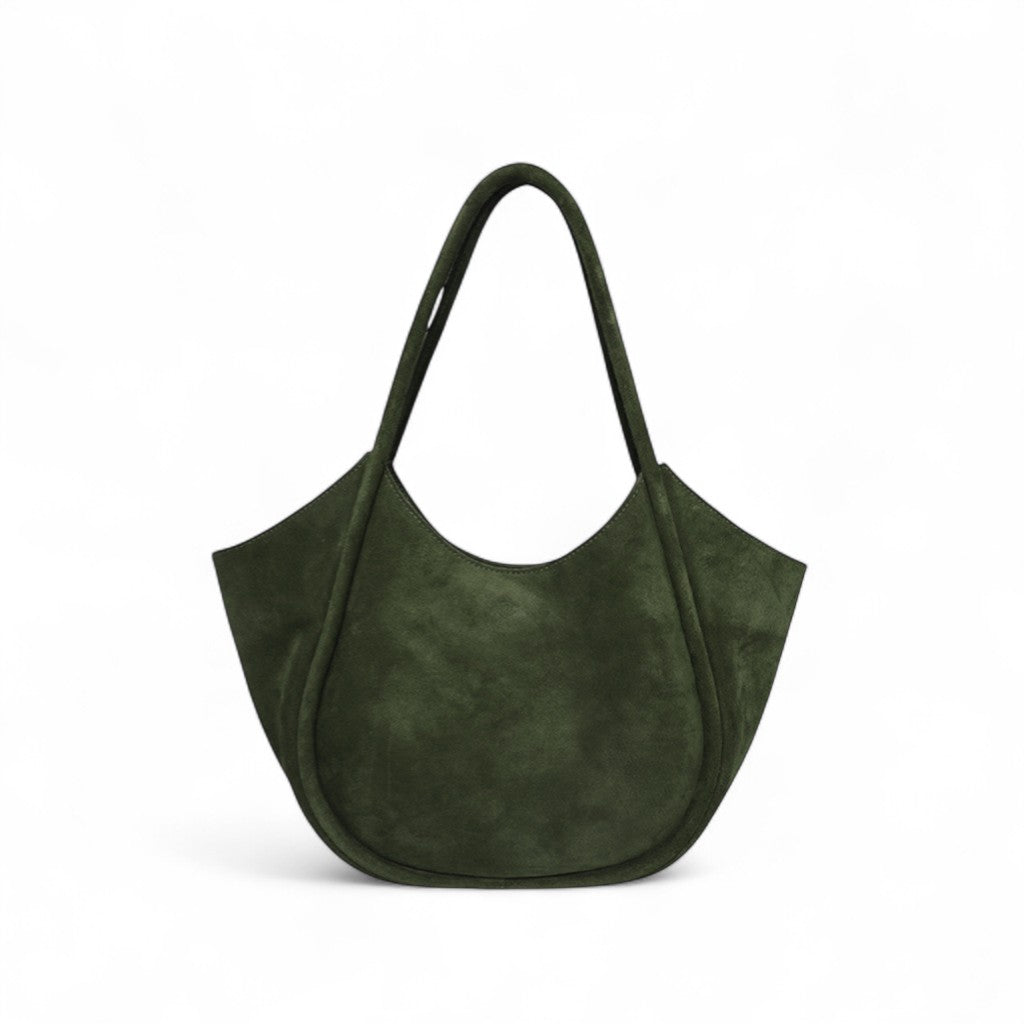 Eden Tote in Forest Italian Leather Backed Suede