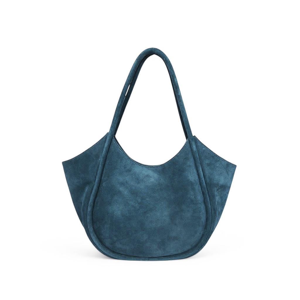 Eden Tote in Aegean Italian Leather Backed Suede