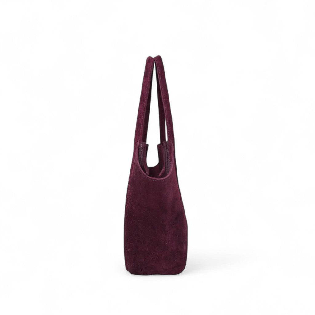 Eden Tote in Mulberry  Italian Leather Backed Suede