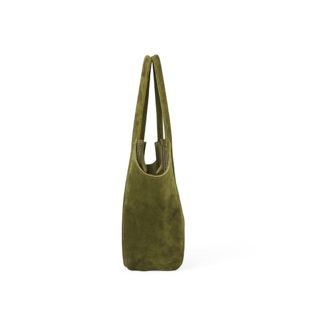 Eden Tote in Avocado Italian Leather Backed Suede