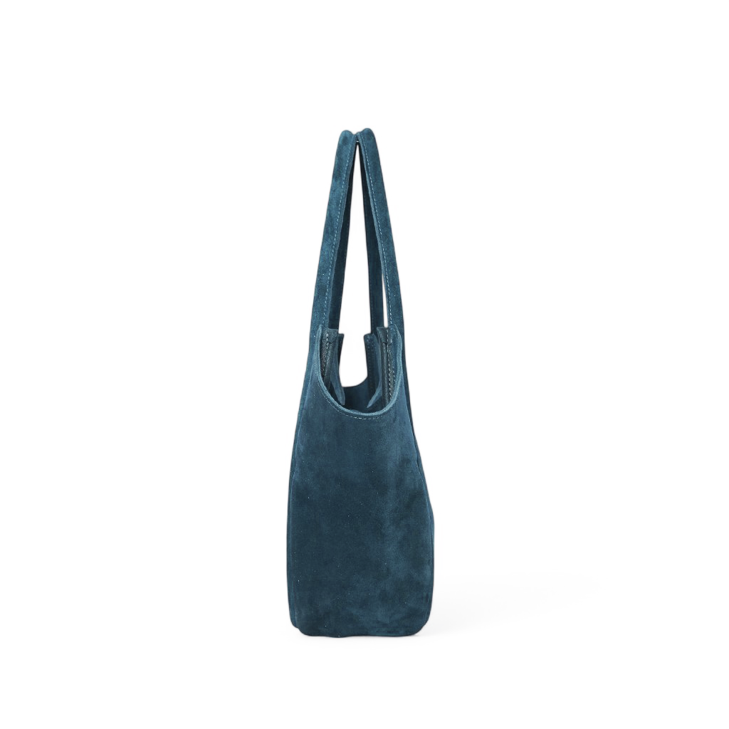 Eden Tote in Aegean Italian Leather Backed Suede