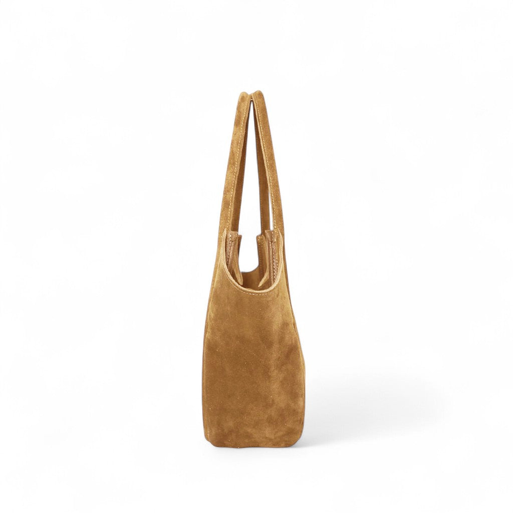 Eden Tote in Pane Italian Leather Backed Suede
