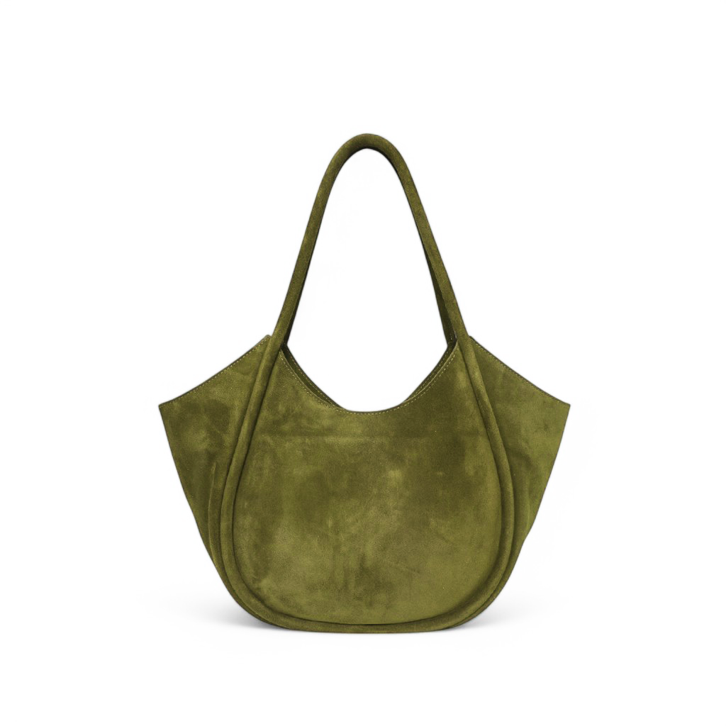 Eden Tote in Avocado Italian Leather Backed Suede
