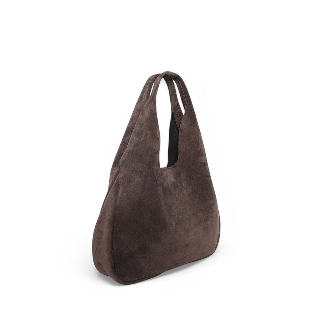 Francesca Shopper in Ganache Italian Leather Backed Suede