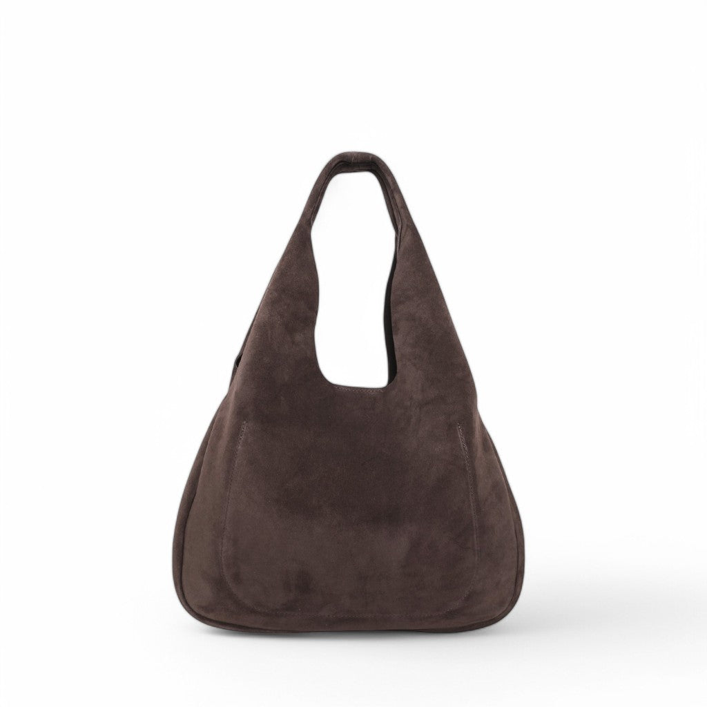 Francesca Shopper in Ganache Italian Leather Backed Suede