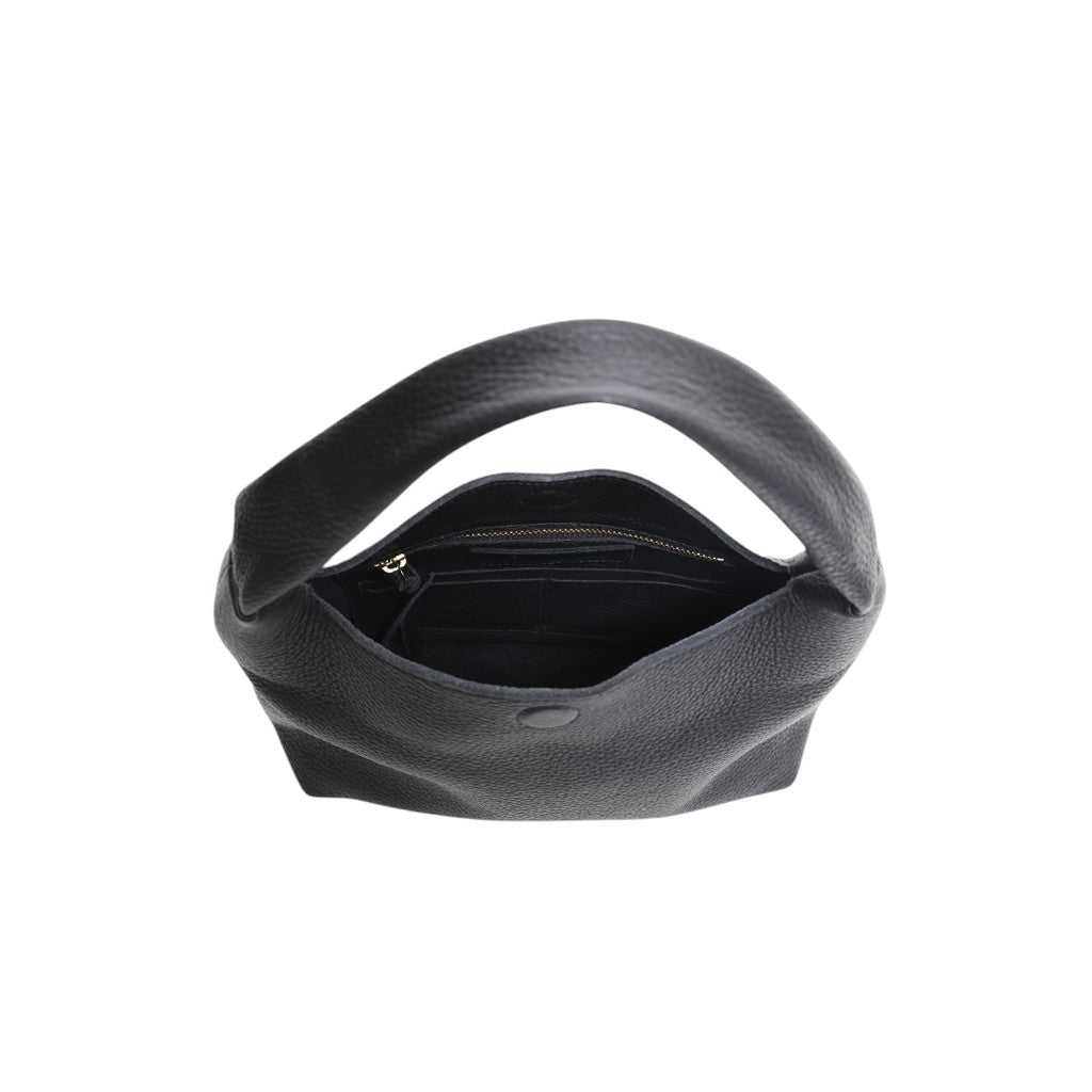 Alessia Shoulder Bag in Black Italian Buffalo Cowhide