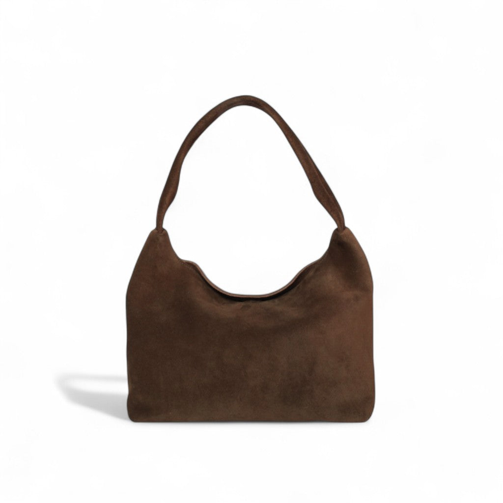 Alessia Shoulder Bag in Espresso Italian Leather Backed Suede