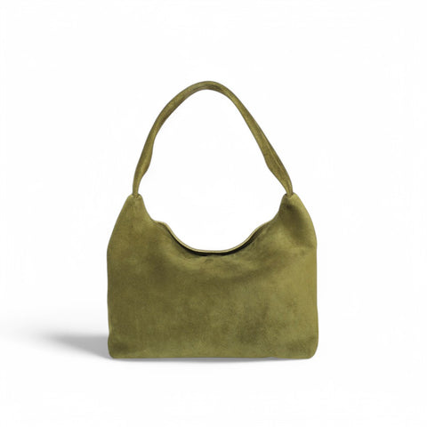 Alessia Shoulder Bag in Avocado Italian Leather Backed Suede