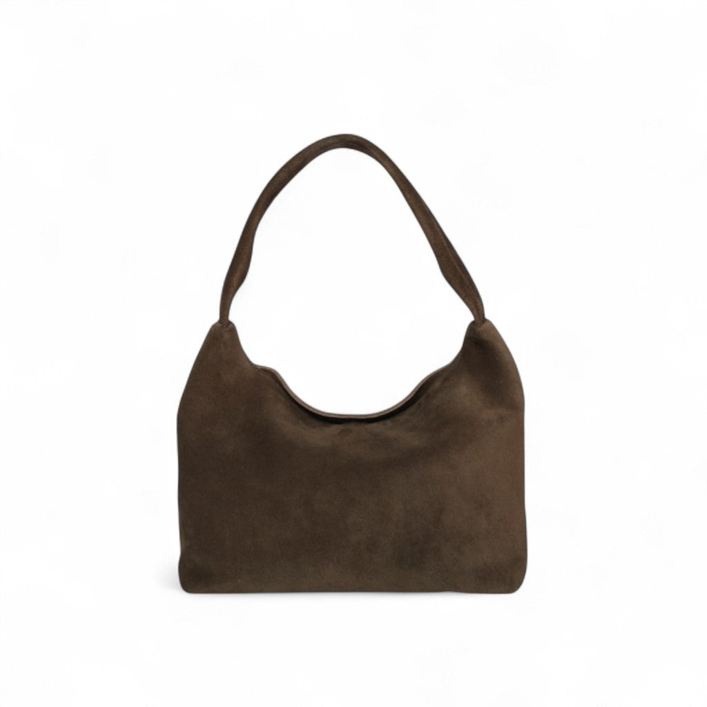 Alessia Shoulder Bag in Ganache Italian Leather Backed Suede