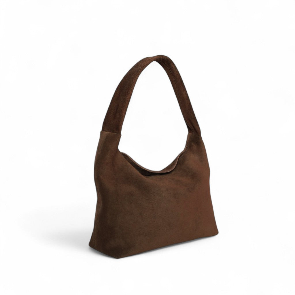 Alessia Shoulder Bag in Espresso Italian Leather Backed Suede