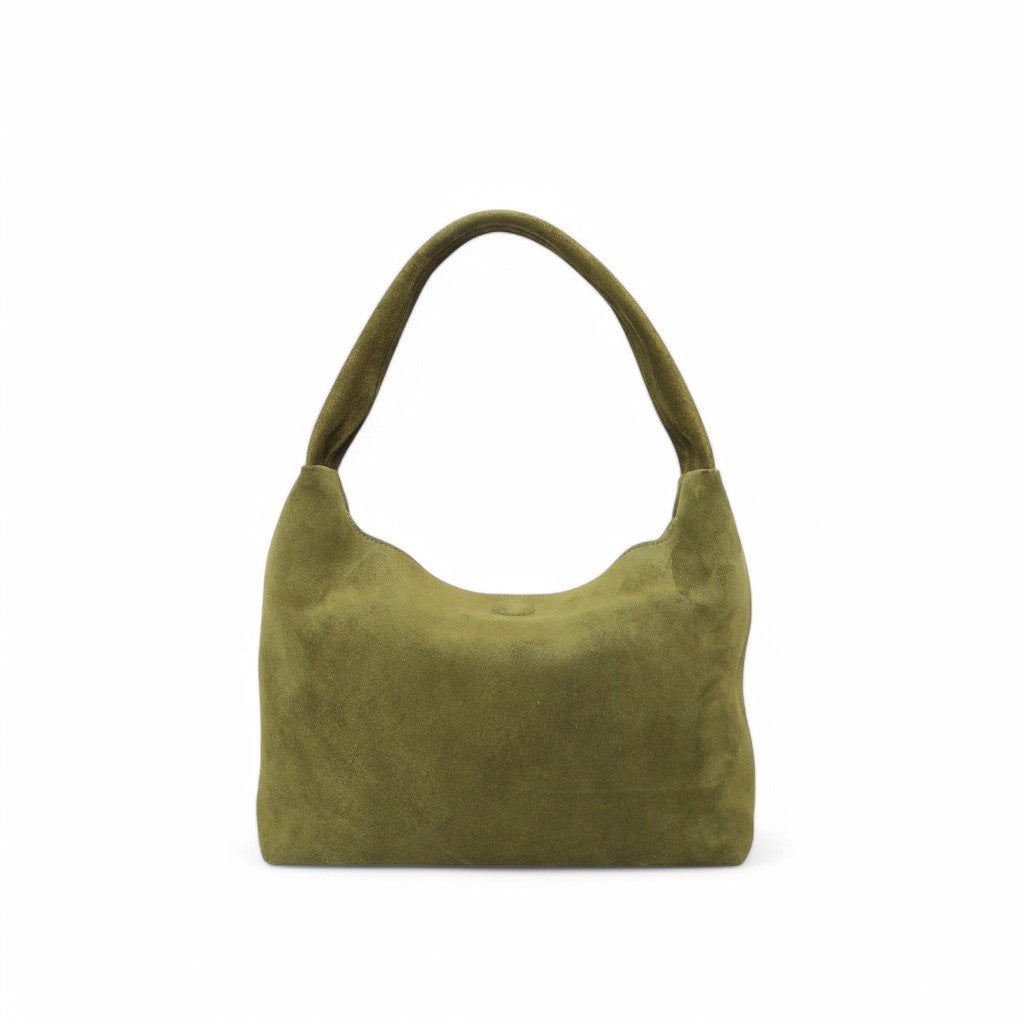 Alessia Shoulder Bag in Avocado Italian Leather Backed Suede