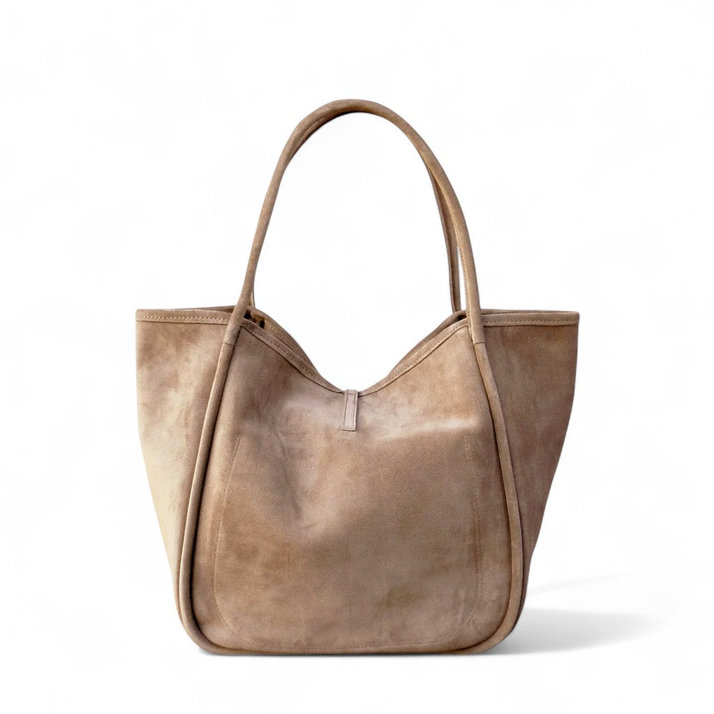 Ellis Hobo Tote in Amphora Italian Leather Backed Suede - Restocked!