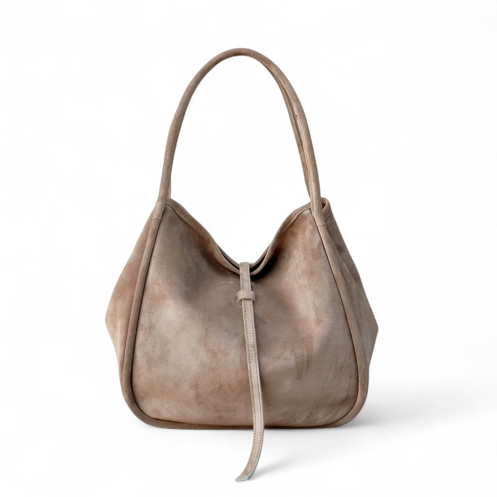 Ellis Hobo Tote in Amphora Italian Leather Backed Suede - Restocked!