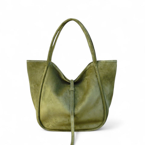 Ellis Hobo Tote in Avocado Italian Leather Backed Suede - Restocked!