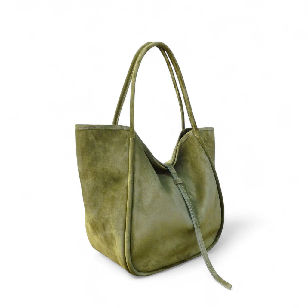 Ellis Hobo Tote in Avocado Italian Leather Backed Suede - Restocked!