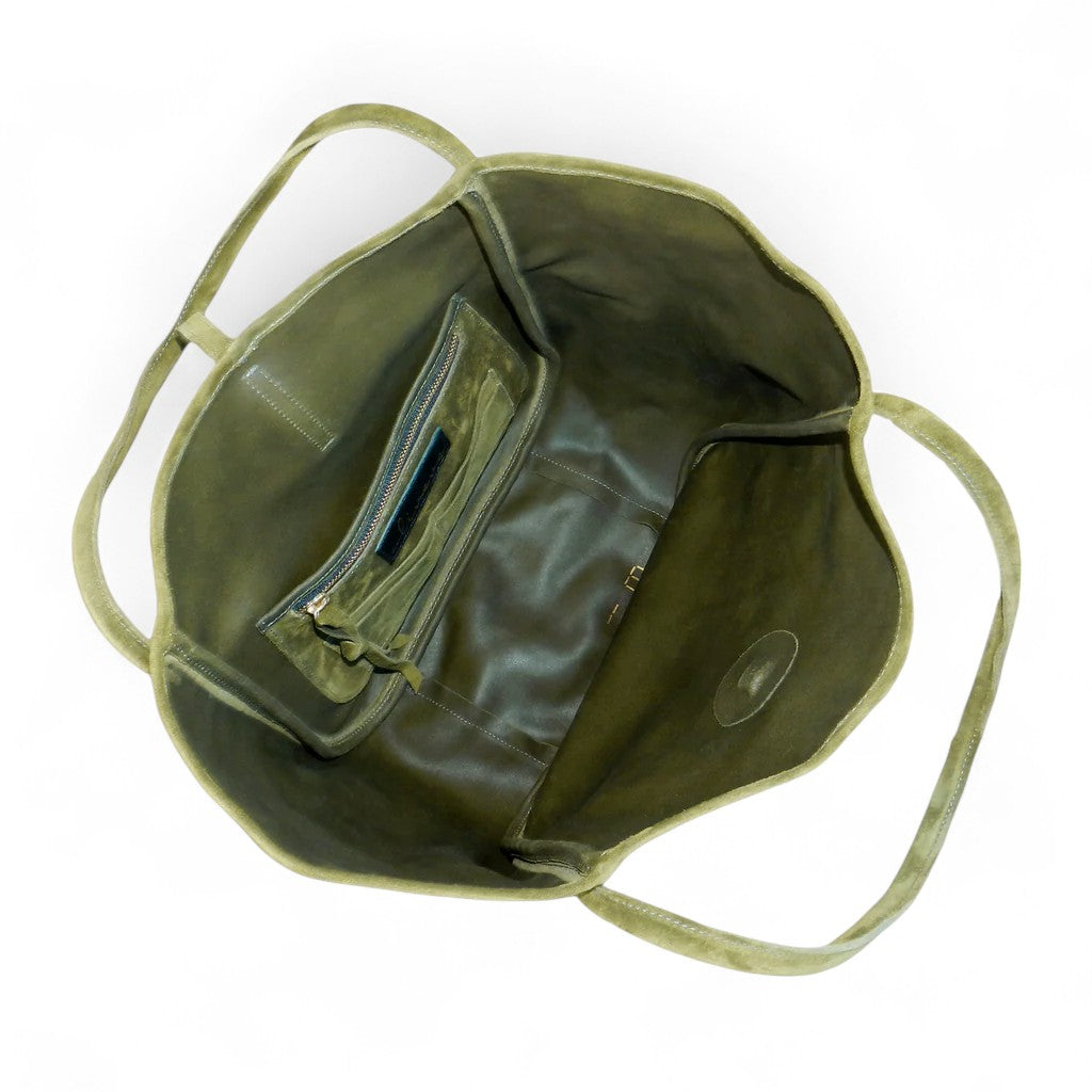 Ellis Hobo Tote in Avocado Italian Leather Backed Suede - Restocked!