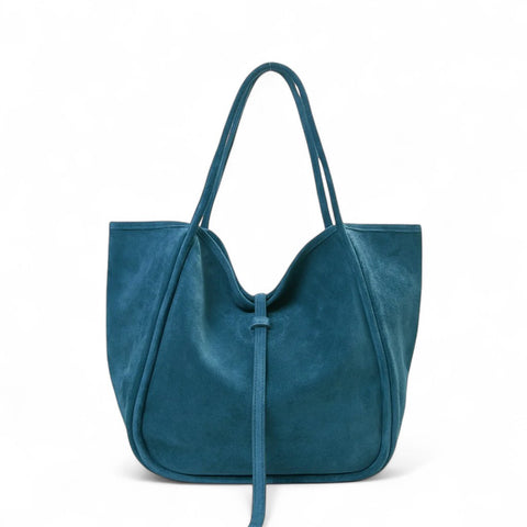 Ellis Hobo Tote in Aegean Italian Leather Backed Suede