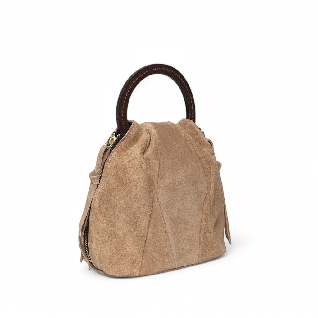 Tenley Top Handle in Amphora Italian Leather Backed Suede