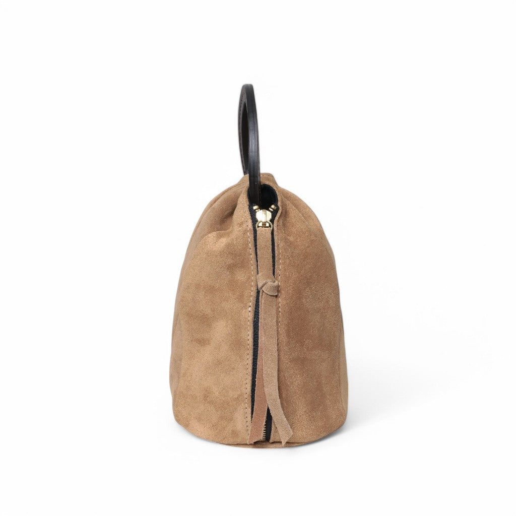 Tenley Top Handle in Amphora Italian Leather Backed Suede