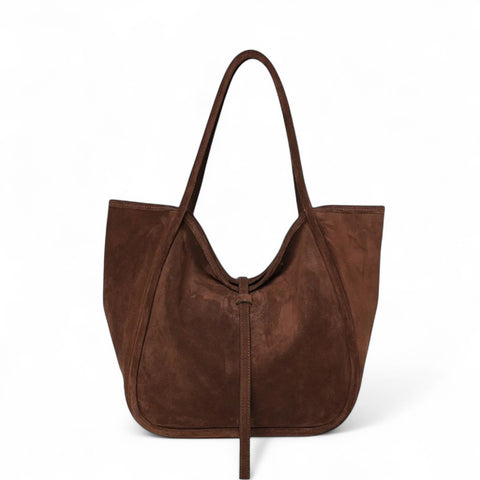 Ellis Hobo Tote in Espresso Italian Leather Backed Suede