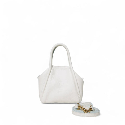 Mini Taya Top handle Crossbody in White Italian Buffalo Cowhide