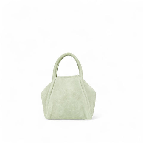 Mini Taya Top Handle Crossbody in Seafoam Italian Leather Backed Suede