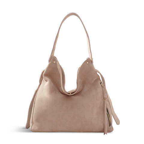 Sophia Adjustable Hobo in Amphora Italian Leather Backed Suede