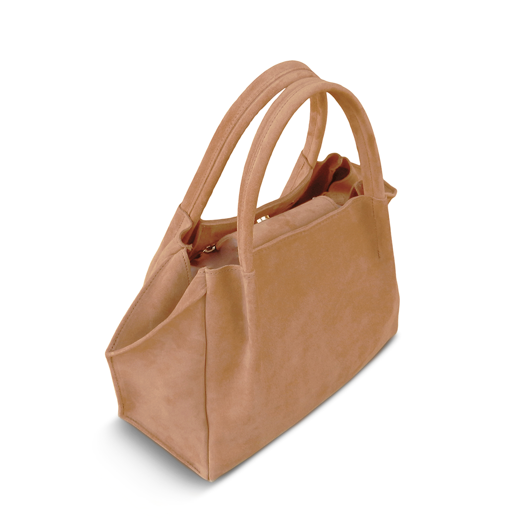 Zoe Tote in Pane Italian Leather Backed Suede