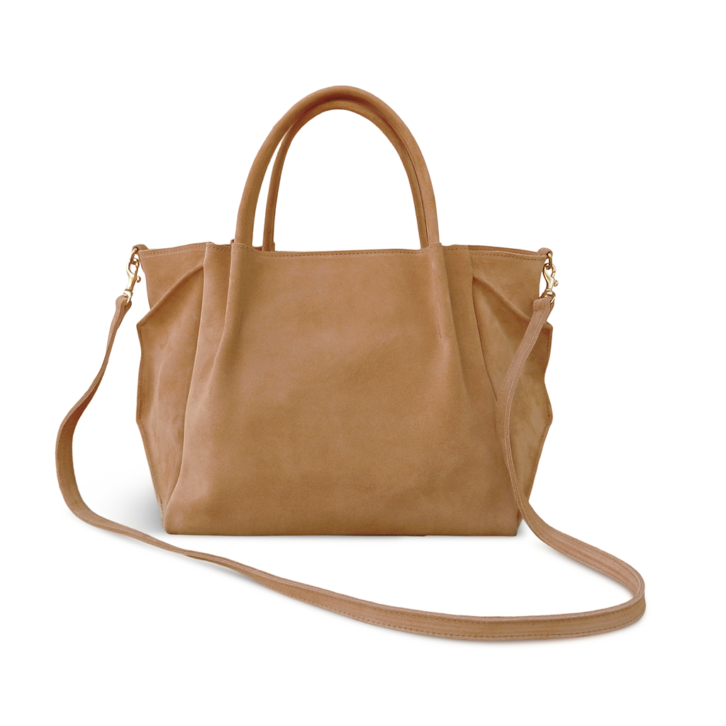 Zoe Tote in Pane Italian Leather Backed Suede