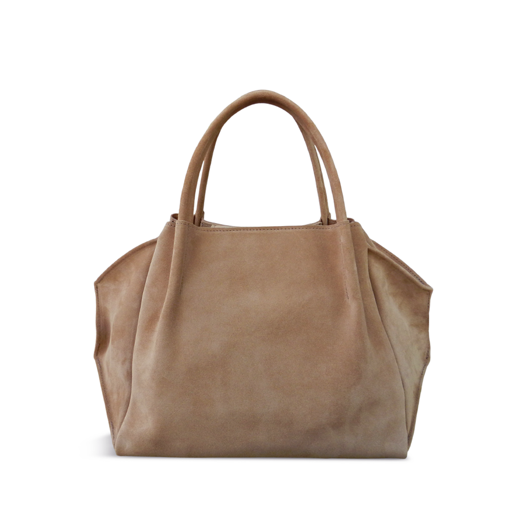 Zoe Tote in Amphora Italian Leather Backed Suede