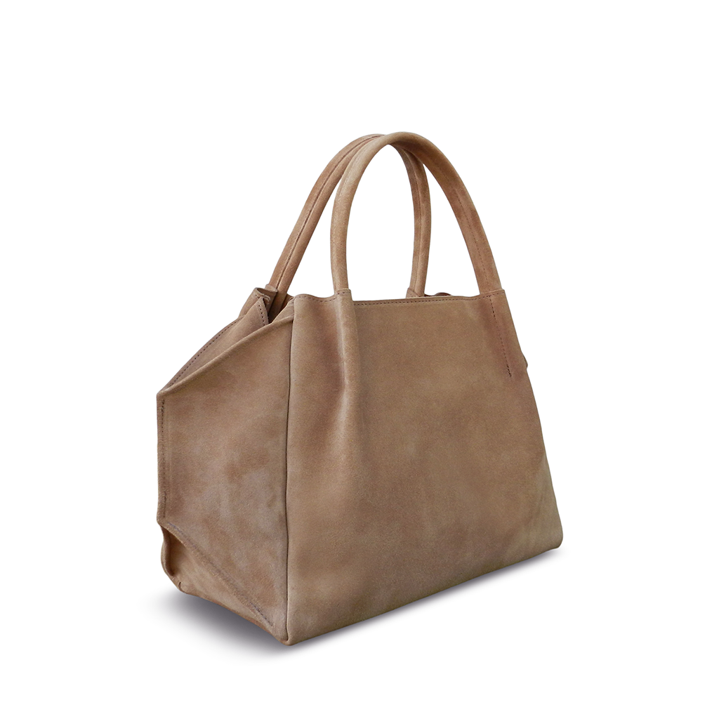 Zoe Tote in Amphora Italian Leather Backed Suede