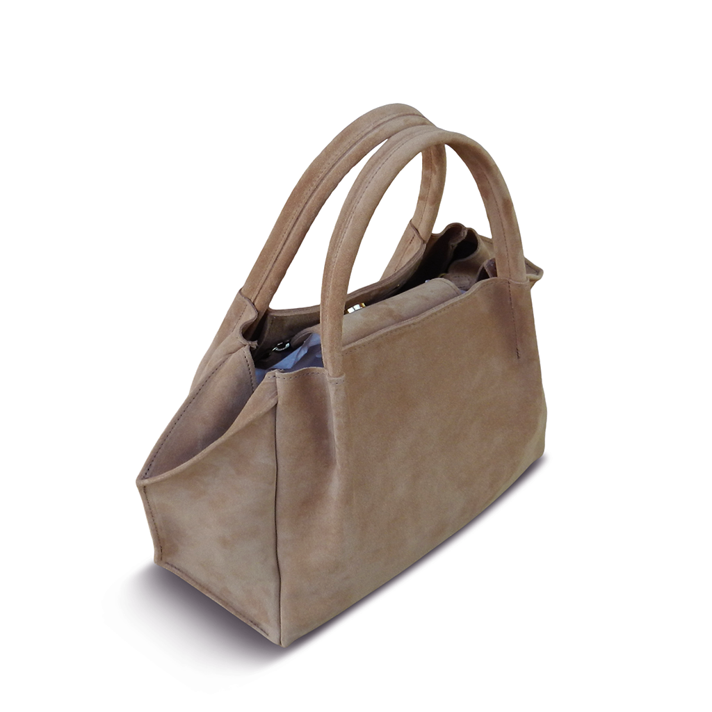 Zoe Tote in Amphora Italian Leather Backed Suede