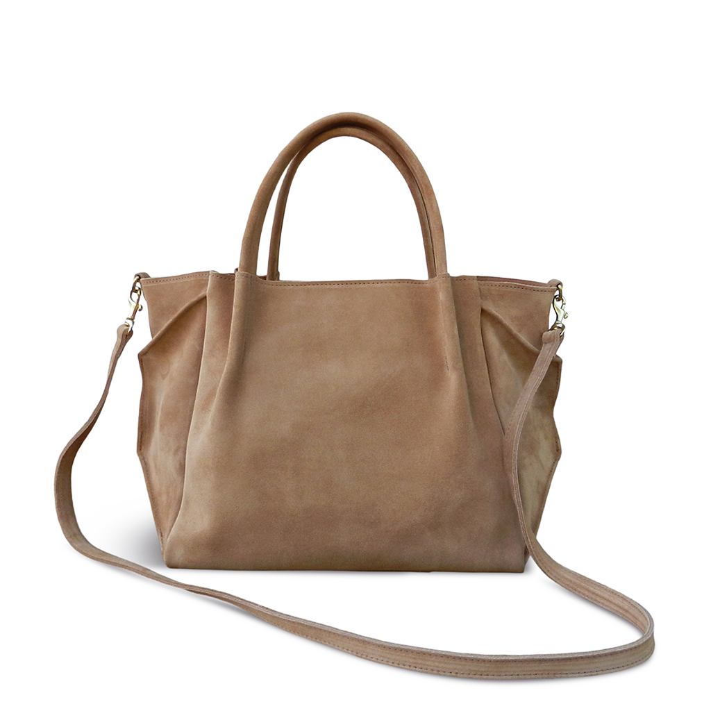 Zoe Tote in Amphora Italian Leather Backed Suede