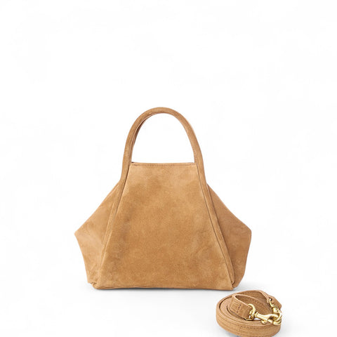 Taya Top Handle Crossbody in Pane Italian Leather Backed Suede